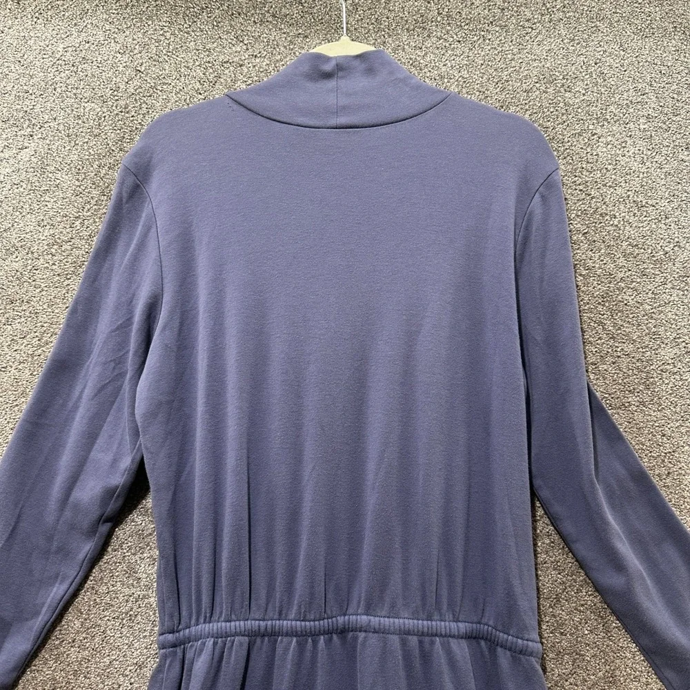 LL Bean Maxi Dress Women Cotton Mock Neck Large Petite Pockets Modest Minimalist